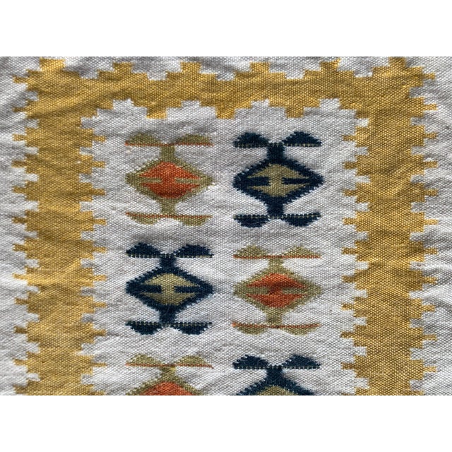 Handmade Yellow and Cream-White Flat-Weave Tapestry, Vlasti, Greece, 1970s For Sale - Image 6 of 13