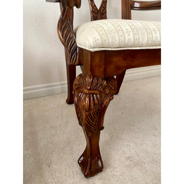 Regency House Chippendale Carved Kensington Hall Vintage Set of Four Arm Chairs Dining/Accent. For Sale - Image 9 of 18