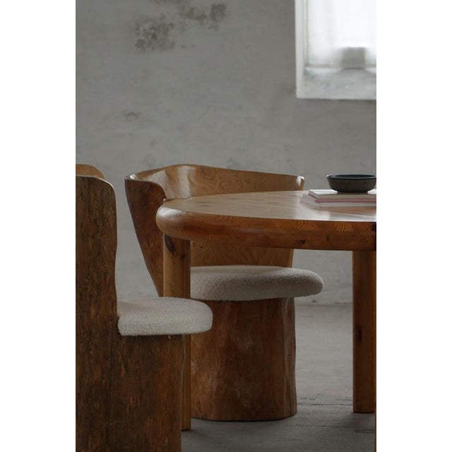 Swedish Stump Chairs in Wood with Bouclé Seats, 1960s, Set of 4 For Sale - Image 15 of 18