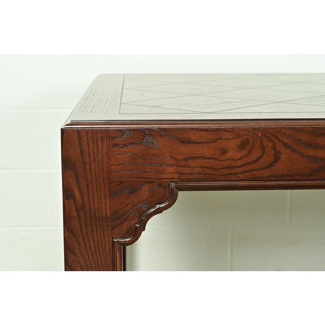 Henredon Mid-Century Hollywood Regency Chinoiserie Oak Extension Dining Table, Newly Refinished For Sale - Image 11 of 16