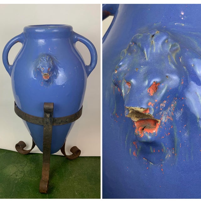 Colorful Oil Jars in Stands - Set of Three From the 1920's For Sale - Image 11 of 12