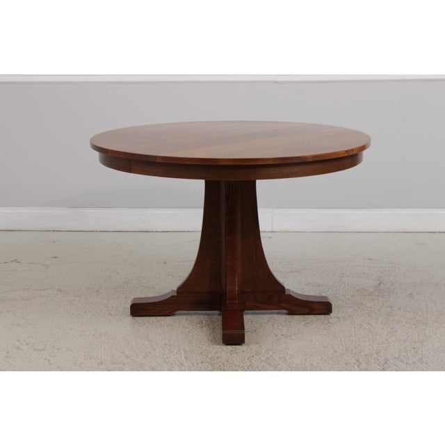 Mission Stickley Mission Oak Round Pedestal Dining Table For Sale - Image 3 of 18