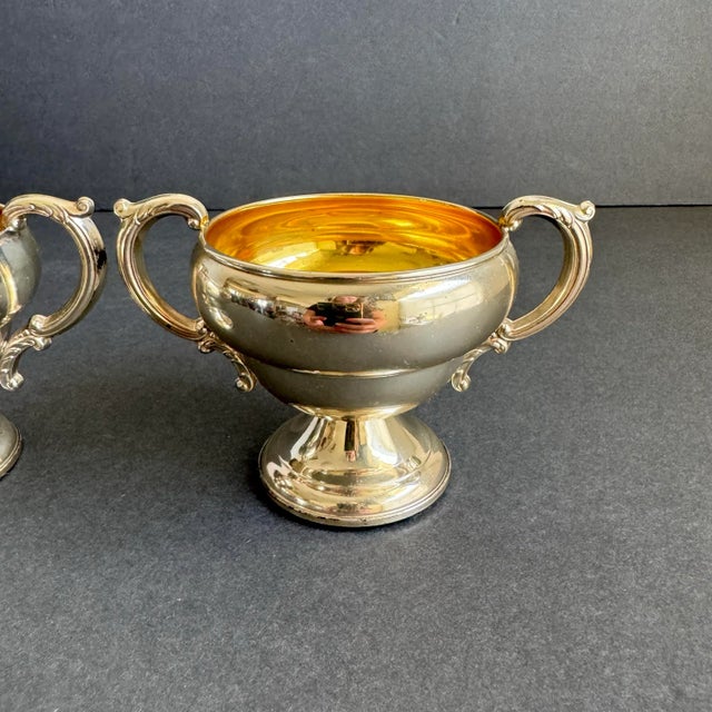 Sterling Silver Cream & Sugar Bowl Holiday Serving Pieces Vintage TWR For Sale - Image 6 of 10