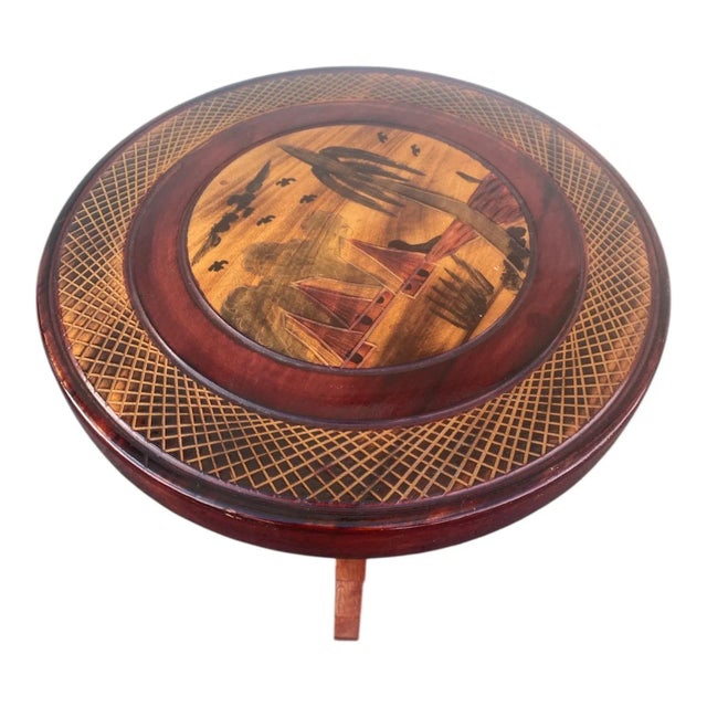 Brown Vintage Hand Carved Wood Pedestal Stand Fiji Island Art Small Accent Table Decor For Sale - Image 8 of 15