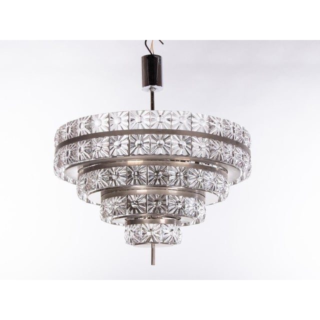 1960s Swedish 18-Light Chandelier in Crystal & Nickel by Carl Fagerlund for Orrefors, 1960s For Sale - Image 5 of 11
