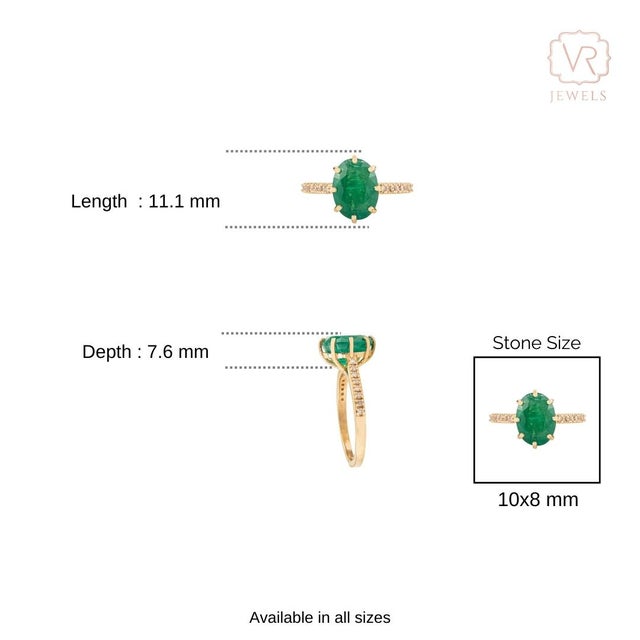 Antique 8 Prong Set 2.68 Ct Emerald Diamond Ring in 14k Gold Size 5.5 For Sale - Image 10 of 15