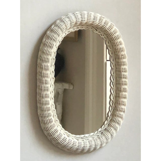 Wood Vintage Wicker Wall Mirror in Crème For Sale - Image 7 of 13
