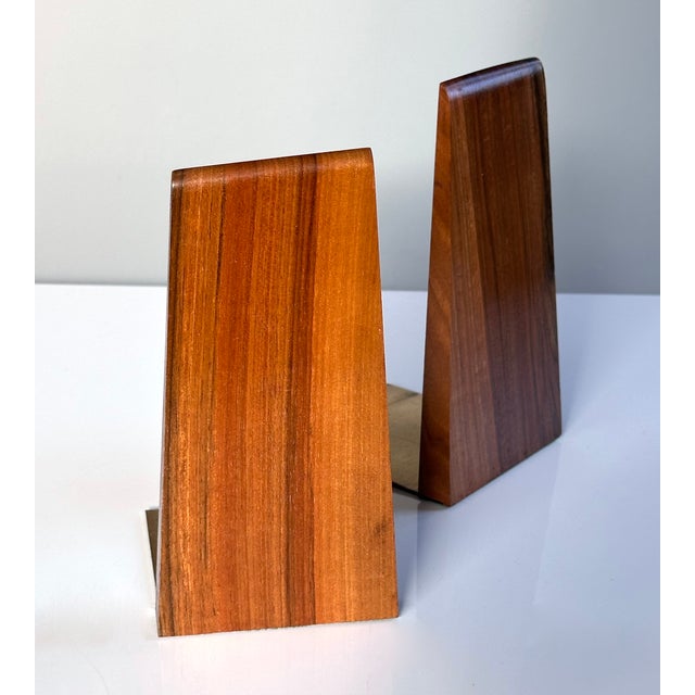 Mid-Century Modern German Bookends in Walnut and Brass, 1960s, Set of 2 For Sale - Image 12 of 12