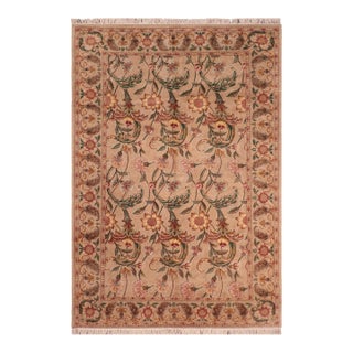 Floral Sunflower 1990's Pak-Persian Taupe/Green Wool Rug - 5'11'' X 10'1'' For Sale