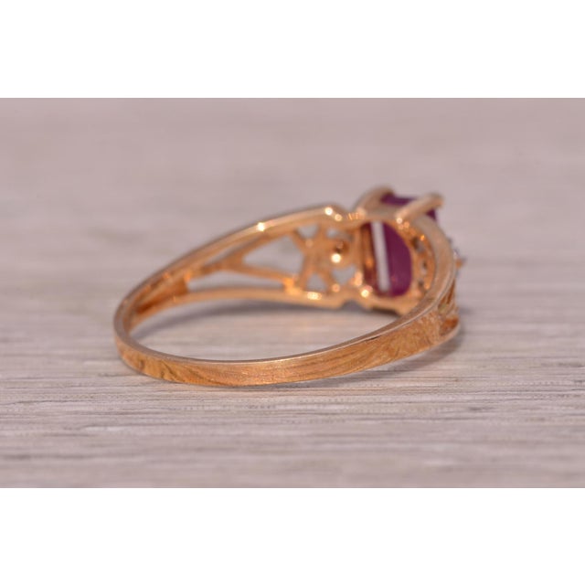 Metal The Middie: Emerald Cut Natural Ruby and Diamond Ring in Yellow Gold For Sale - Image 7 of 11