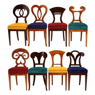 Biedermeier Dining Chairs in Walnut by Silvio Piattelli, Set of 8 For Sale
