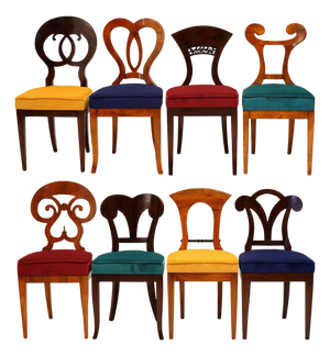 Biedermeier Dining Chairs in Walnut by Silvio Piattelli, Set of 8