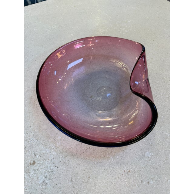 1960s Murano Amethyst Glass Bowl With Folded Rim, Italy 1960s For Sale - Image 5 of 6