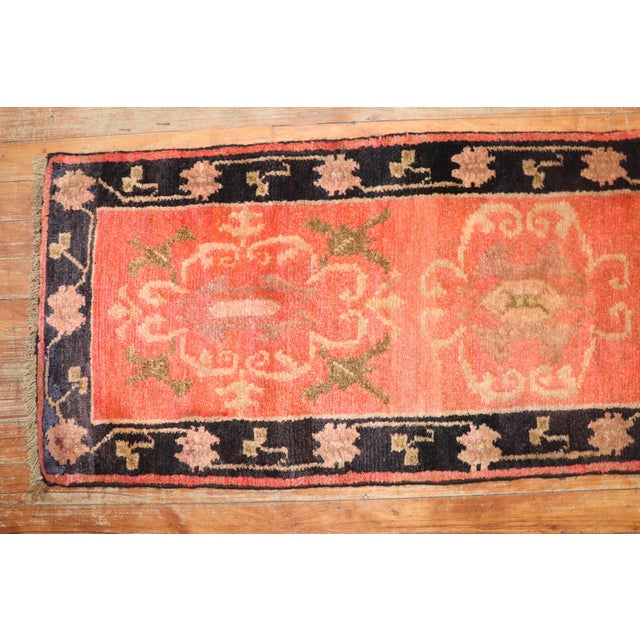 Narrow Antique Orange Tibetan Runner - 1'7" x 7'6" For Sale In New York - Image 6 of 9