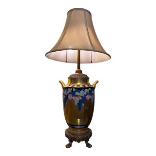1910s Rare Pickard Artist E. Tolpin Hand-Painted Gold Gilt Porcelain Urn Table Lamp For Sale