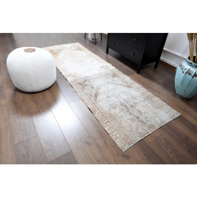Camel 1970s Vintage Handmade Wool Cotton Turkish Area Rug For Sale - Image 8 of 11