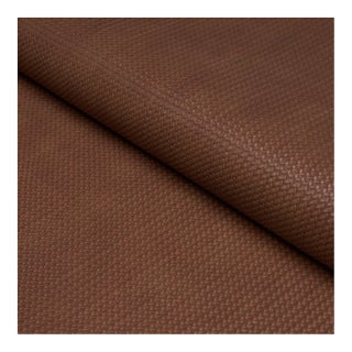 Schumacher Vegan Leather Rattan Indoor/Outdoor Fabric in Chocolate For Sale