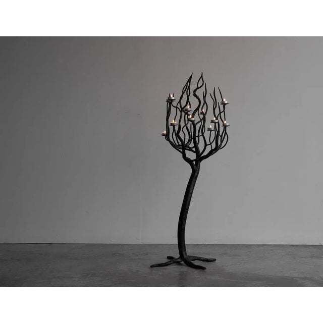 Large Tree Shaped Candleholder in Hand Forged Steel, 1960s For Sale - Image 10 of 12