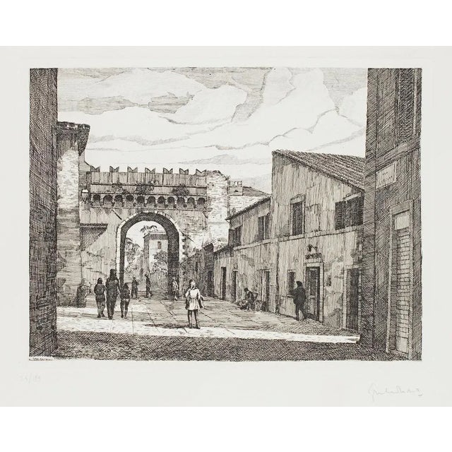 Rome-Porta Settimiana is an original etching artwork realized by the Italian artist Giuseppe Malandrino. Hand-signed by...