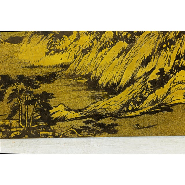 Chinese Metal Landscape Wall Panel with Mountain and River Scene For Sale In New York - Image 6 of 18