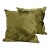 Contemporary Olive Green Flocked Pillows - Set of 2 For Sale