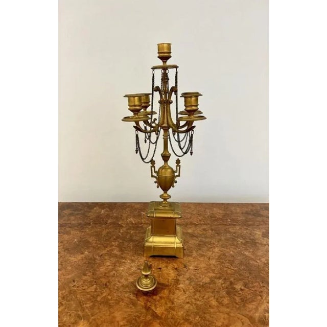 Large Antique Victorian Candelabras in Gilded Brass, 1860, Set of 2 For Sale - Image 4 of 8