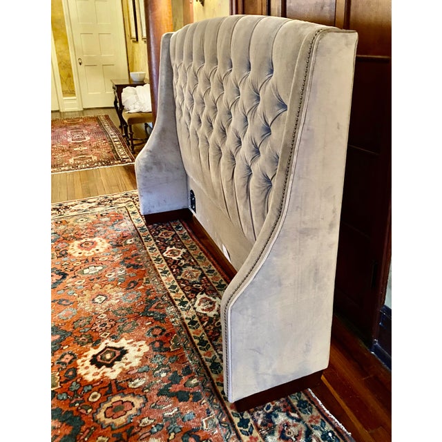 Traditional Restoration Hardware Velvet Tufted Queen Headboard Chairish