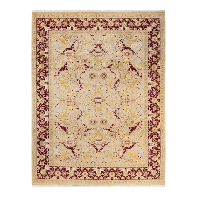 Mogul, One-of-a-Kind Hand-Knotted Area Rug in Yellow, 9' 1" x 11' 8" For Sale