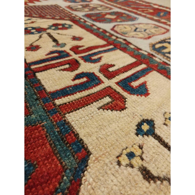 Antique Karachov Kazak Carpet, Handmade Wool, Pale Blue, Rust, Ivory, Geometric For Sale - Image 12 of 18