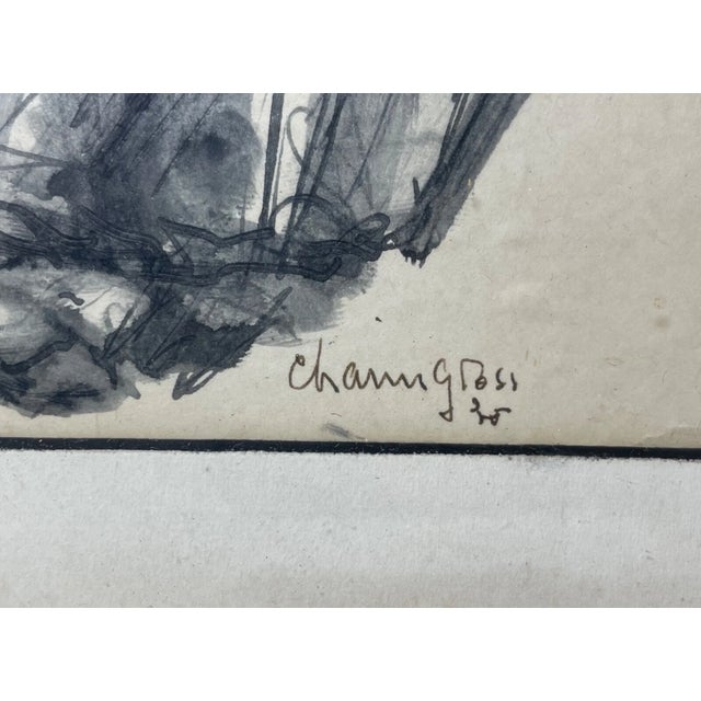 Two Original 60' Signed Chaim Gross Original Ink Drawing Elder Lady Art For Sale In New York - Image 6 of 15