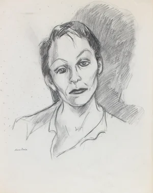 "The Bored" Late 20th Century Charcoal and Graphite Portrait Drawing