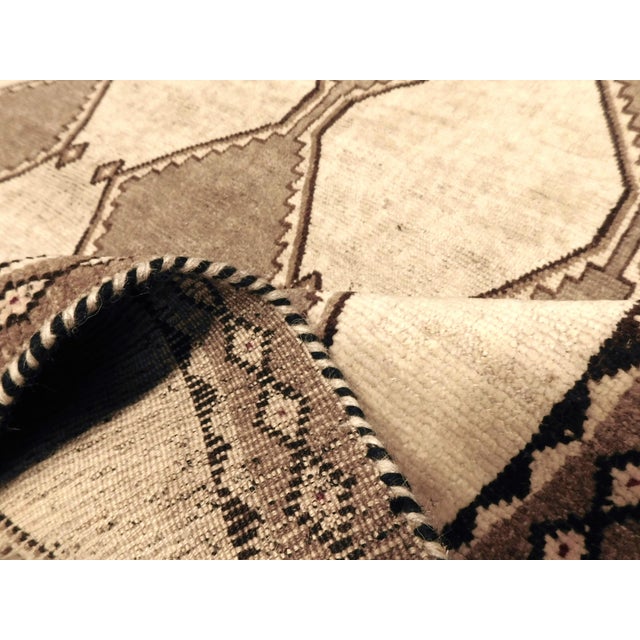 Vintage Vintage Handmade Persian Gabbeh Rug Featuring an Undyed Wool Field With a Geometric Diamond Lattice Pattern. 4'x 7'8" For Sale - Image 11 of 15