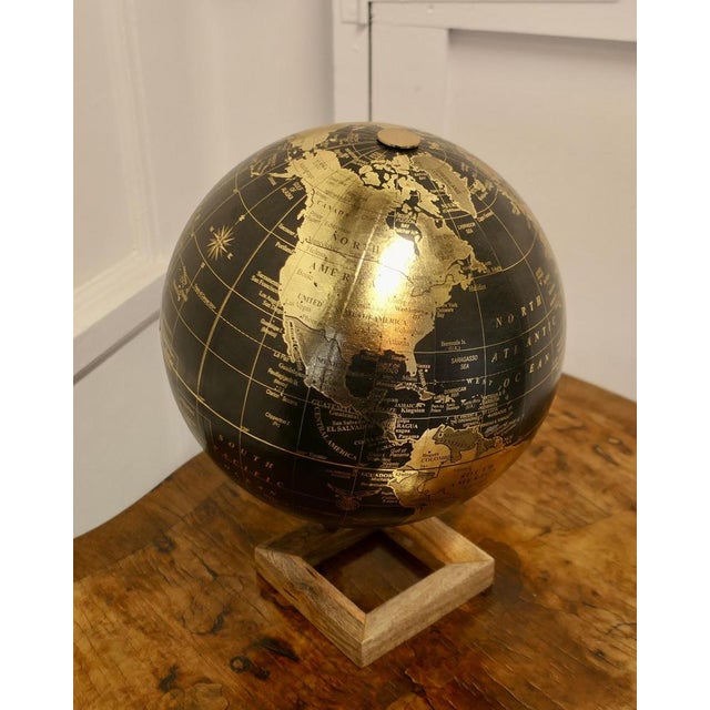 Mid-Century 12 Terrestrial Black and Gold Globe, 1960s For Sale - Image 3 of 10