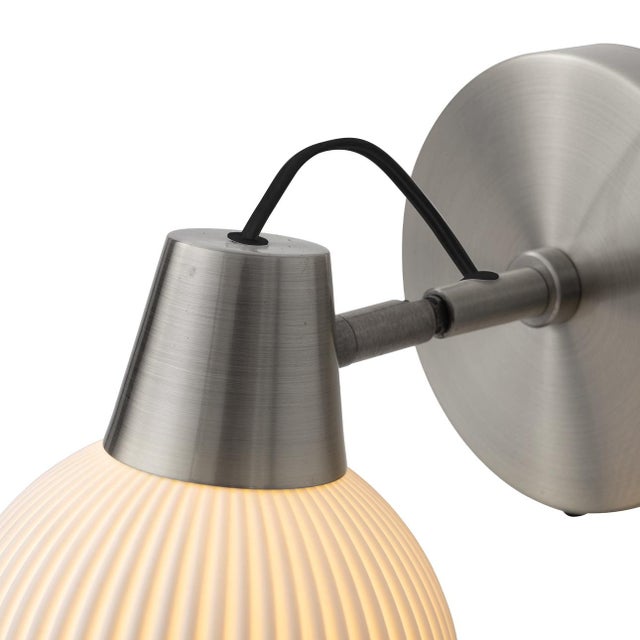 Petaluma Bone Porcelain Wall Sconce - Satin Nickel, Plug-In, Dimmer For Sale In Los Angeles - Image 6 of 11