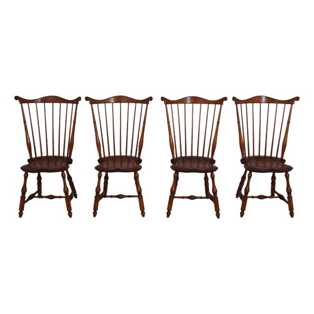Set of 4 Dr Dimes Fan Back Windsor Dining Side Chairs For Sale