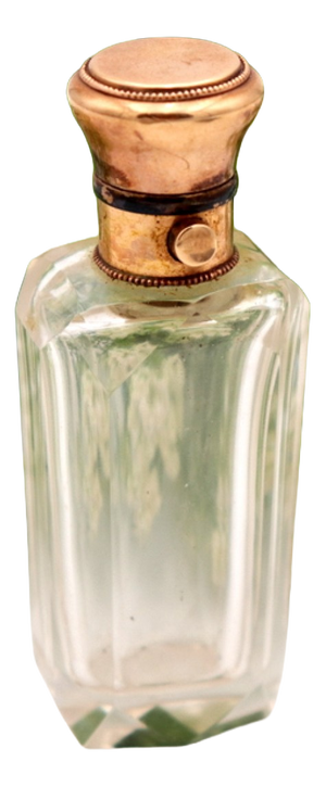 Perfume Bottle in Cut Glass with Gold Cap