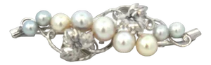 Mikimoto Akoya Pearl Brooch Sterling Silver 6.8 mm Estate 8 Grams