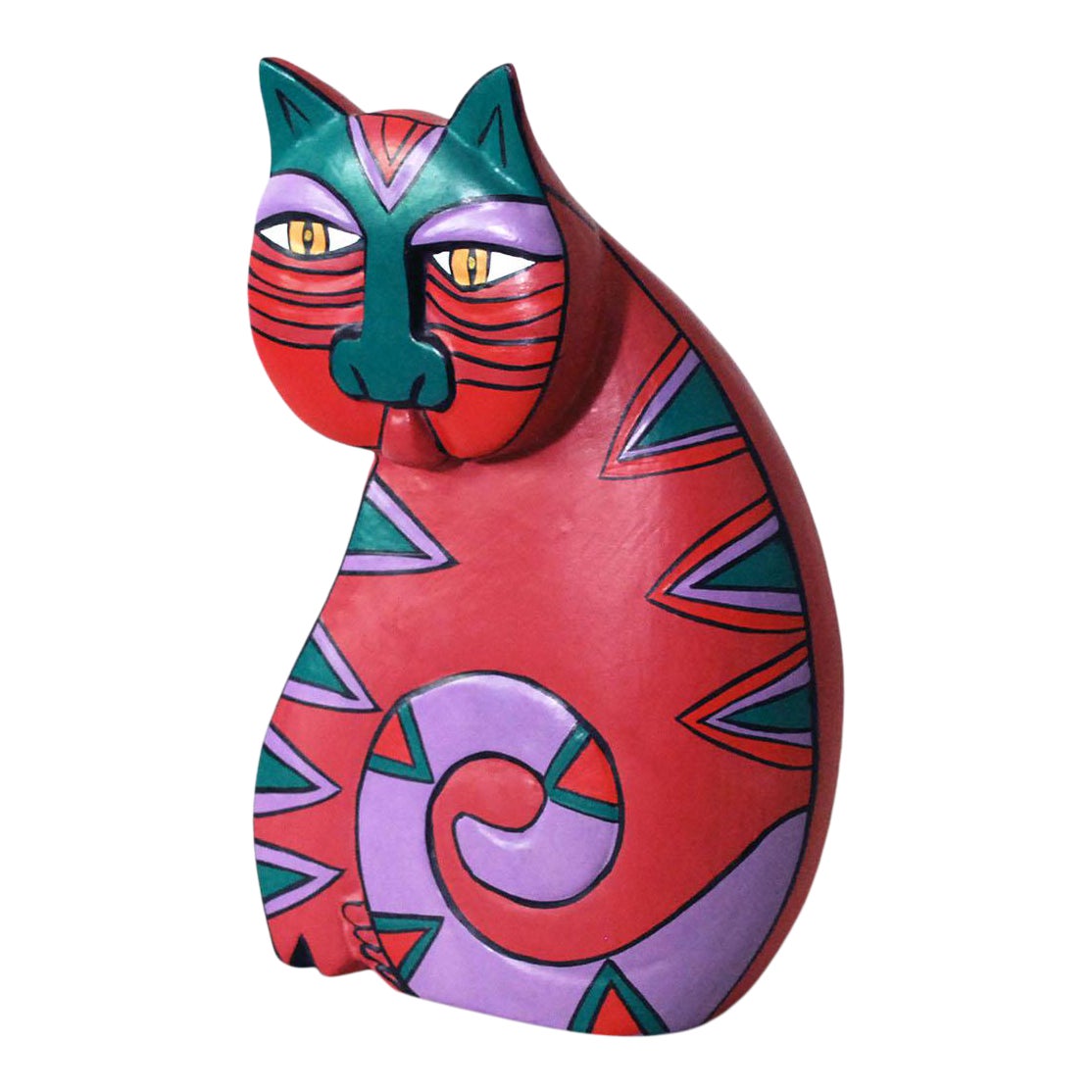 1980s Laurel Burch Carved Wood Cat Sculpture Chairish