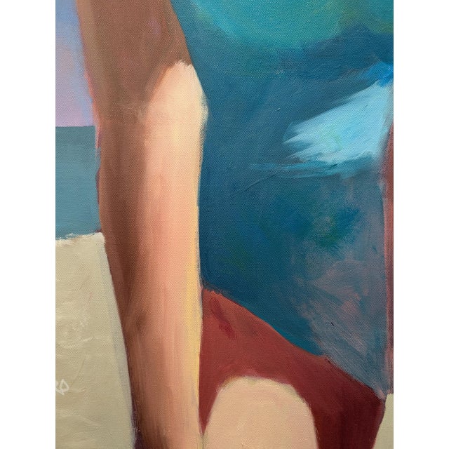 Sunlit Daydream - Summer Beach Scene, Woman With Beach Hat Oil on Canvas For Sale - Image 4 of 5