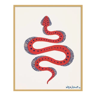 Lobster the Snake by Willa Heart in Gold Frame, Large Art Print For Sale