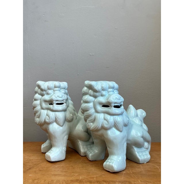 Vintage Celadon Glazed Foo Dogs - Set of 2 For Sale In West Palm - Image 6 of 13