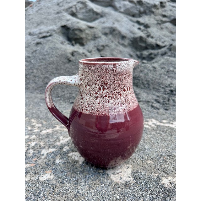 Studio Pottery Jug in Reddish-Brown with White Foam Glaze from Töpferhof Römhild, Germany, 1960s For Sale - Image 12 of 15