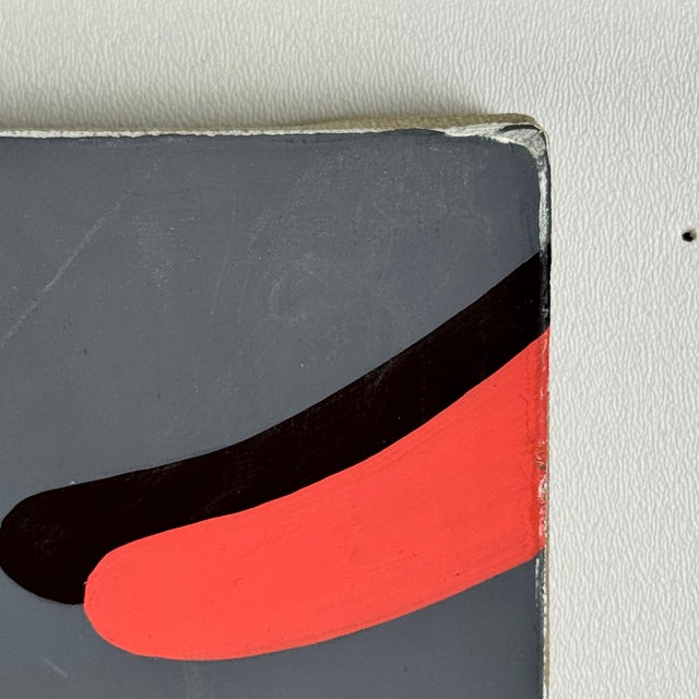 Vintage Modern Acrylic on Linen Abstract Painting With Bright Blues & Pinks For Sale - Image 4 of 9