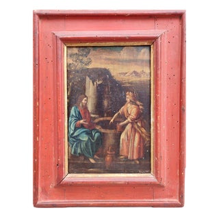 Samaritan Woman at the Well, Early 17th Century, Oil on Panel, Framed For Sale