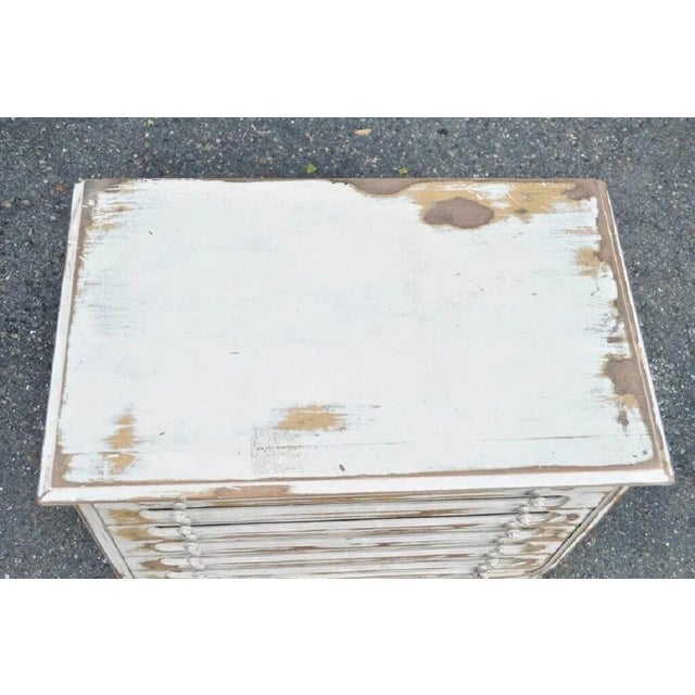Antique French Country Distress Painted Sewing Thread Spool Chest Cabinet For Sale - Image 4 of 12