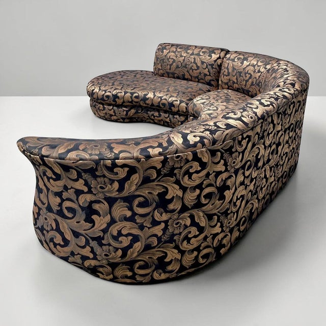 Textile 1980s 3 Piece Preview Sectional Sofa With Ottoman For Sale - Image 7 of 8