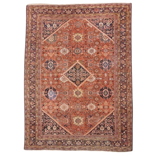 Genuine Hand Knotted Authentic Antique Persian Rug 12'x 8'10" For Sale