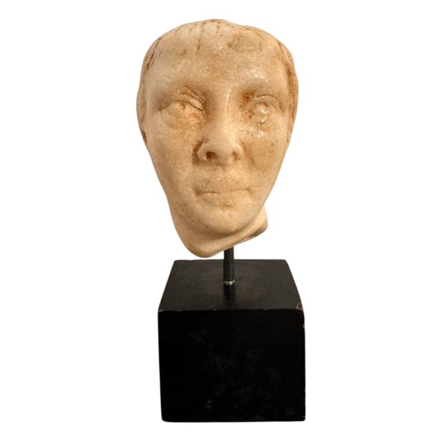 3”W x 6”H x 2 3/4”D This 19th-century Italian Grand Tour hand-carved marble head of a man—sourced from a private...