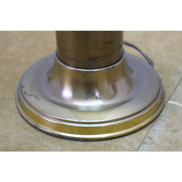 2 Vintage Brass Hollywood Regency Torchiere Column Table Lamps 20 For Sale - Image 6 of 14