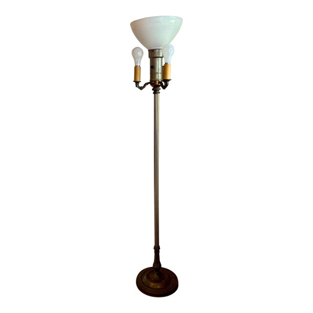 Vintage 3 Candle Brass Floor Lamp For Sale